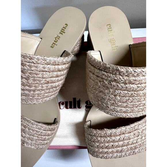 $428 Cult Gaia Jila Sandals Sphere Heel in Natural Open Toe Slide Style Sz 6 - Picture 8 of 9